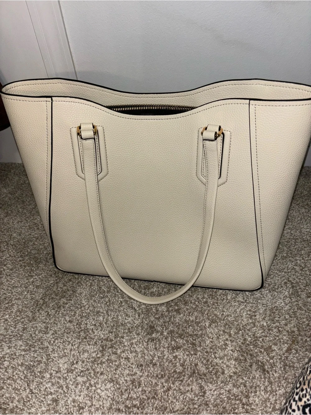 Marc Jacobs Pebbled Leather Cream Tote with Gold Hardware